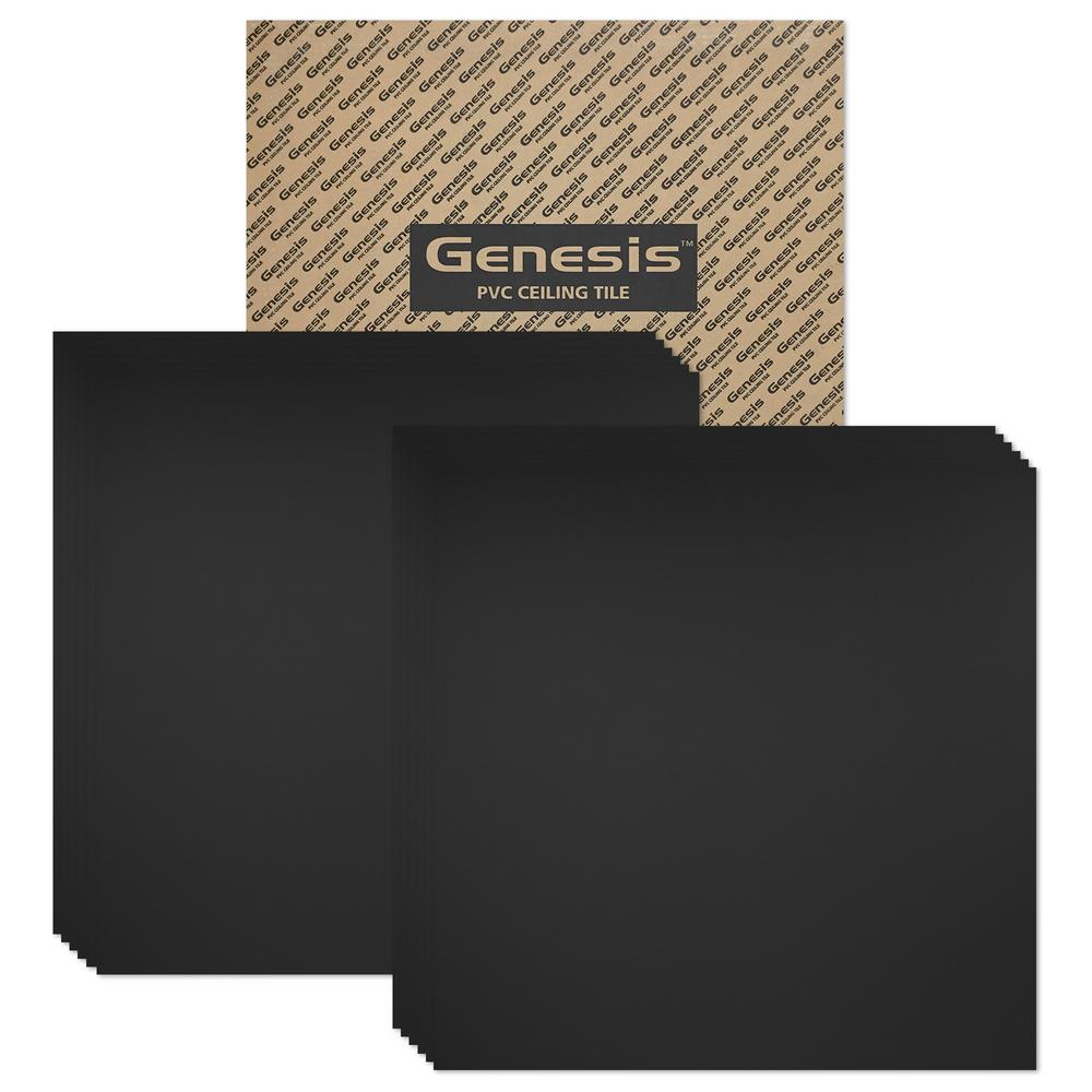 Genesis 23 75in X 23 75in Smooth Pro Lay In Vinyl Black Ceiling Tile Case Of 12
