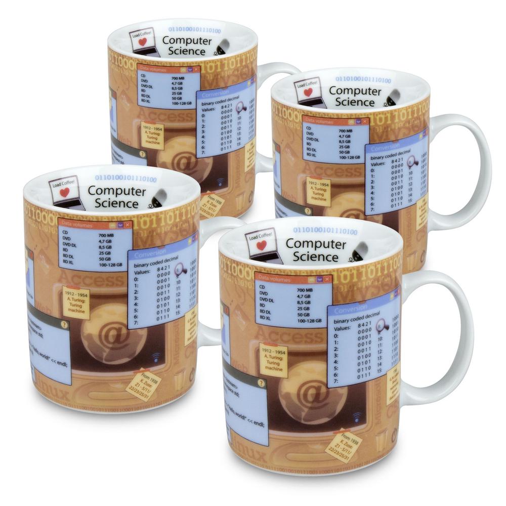 Konitz 4Piece Mugs of Knowledge Computer Science Porcelain Mug Set