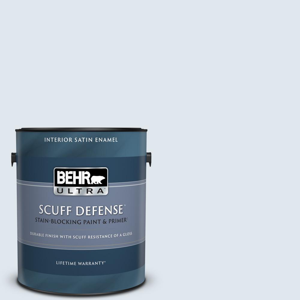 Behr Ultra 1 Gal 590c 1 Morning Haze Extra Durable Satin Enamel Interior Paint And Primer In One The Home Depot