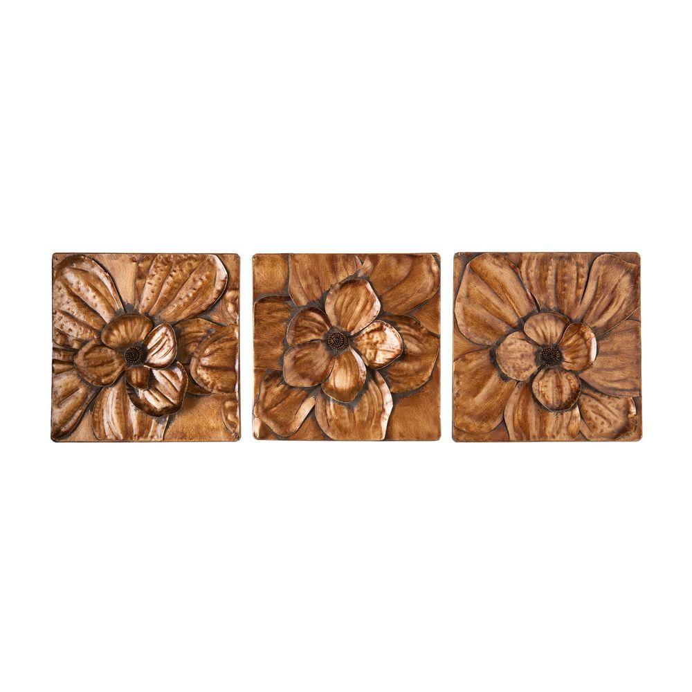 Southern Enterprises 10 In X 10 In Magnolia Wall 3 Piece Metal Wall Hanging Set Ws4136 The Home Depot