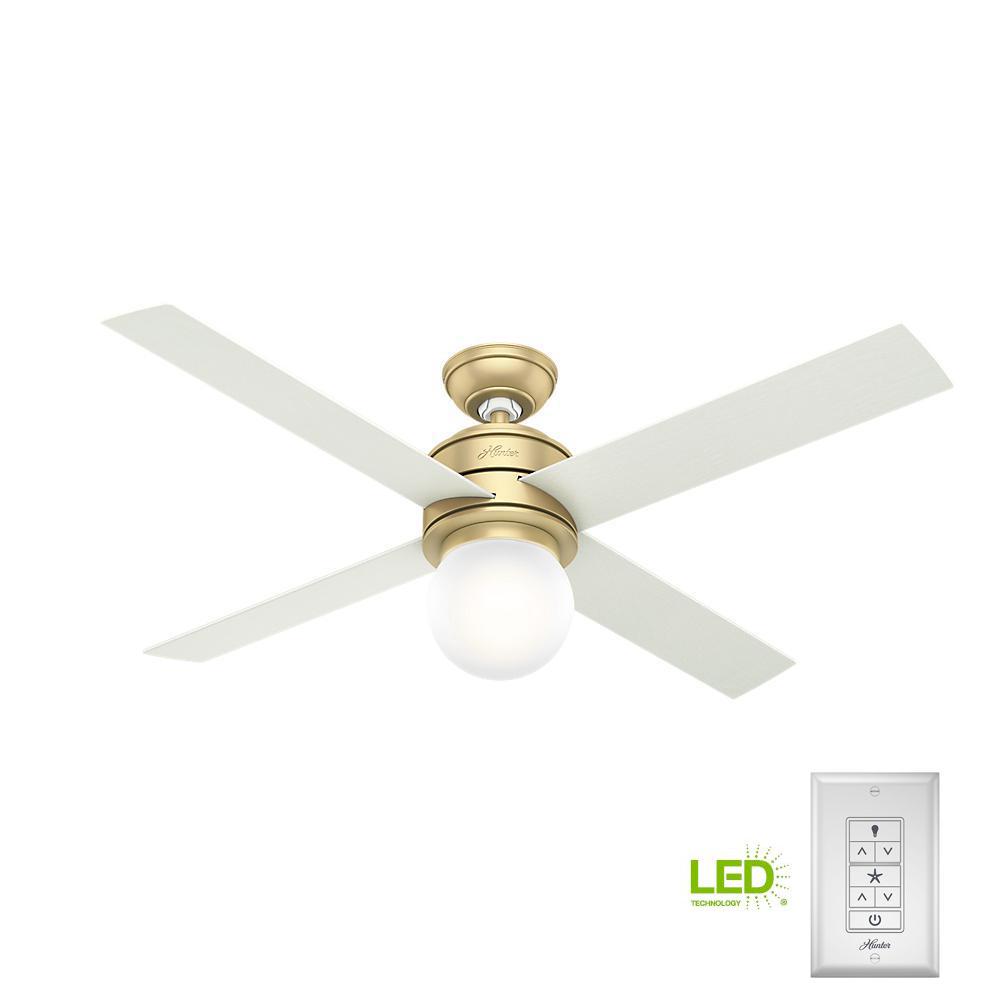 Details About Hunter Ceiling Fan Light Wall Remote Control 52 In Led Indoor Modern Brass New