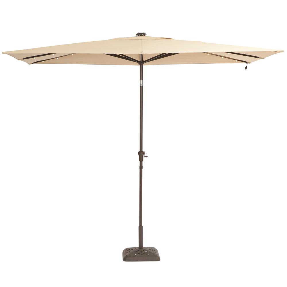 Solar Led Lighting Included Patio Umbrellas Furniture Aluminum Solar Patio Umbrella In Cafe