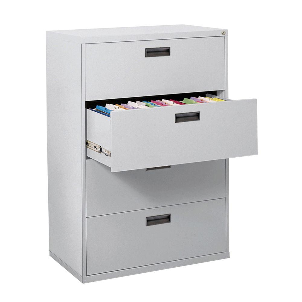 Sandusky 400 Series 50 5 In H X 30 In W X 18 In D Dove Grey 4 Drawer Lateral File Cabinet E204l 05 The Home Depot