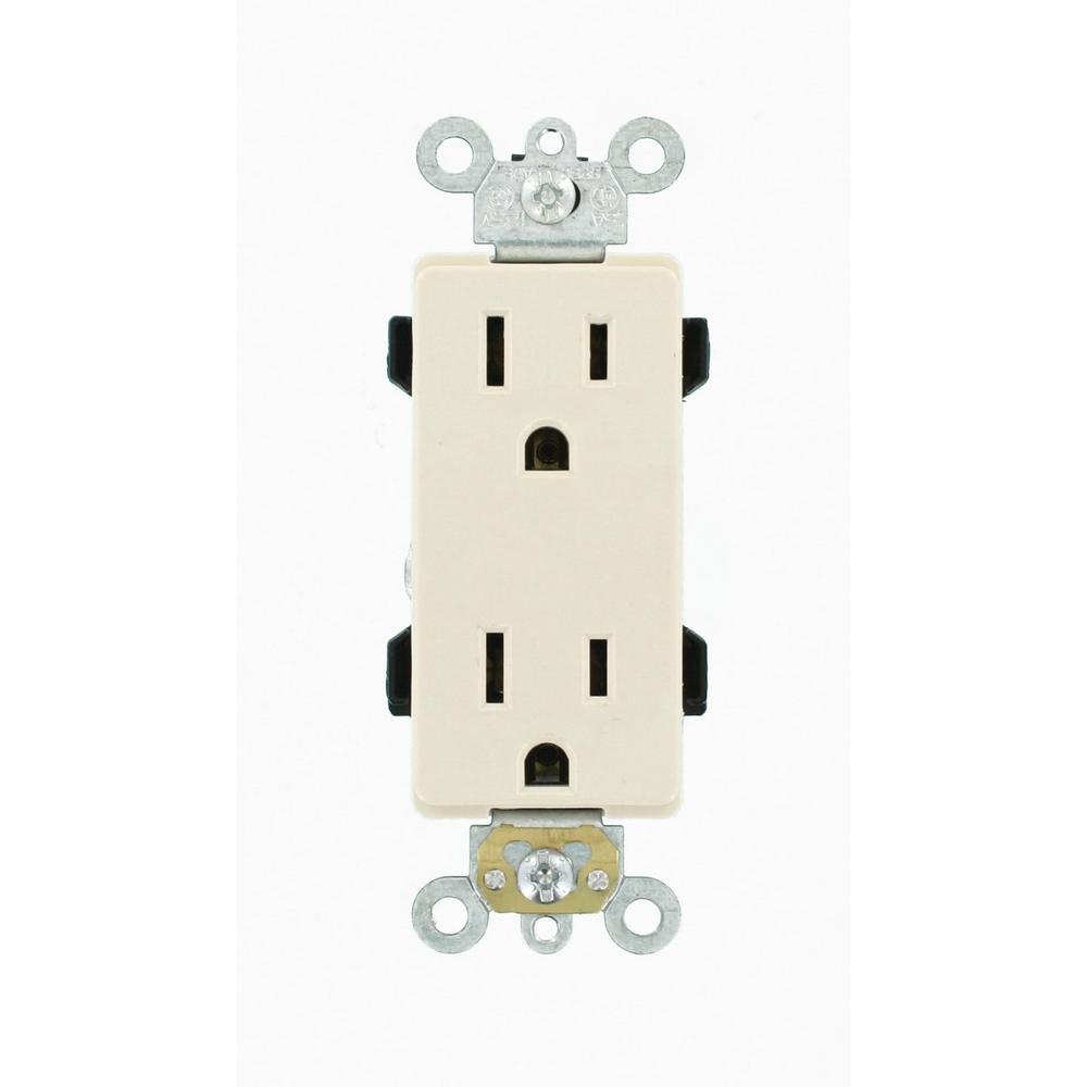 Leviton Decora Plus 15 Amp Industrial Grade Duplex Outlet Light Almond R86 16252 0ts The Home 7196