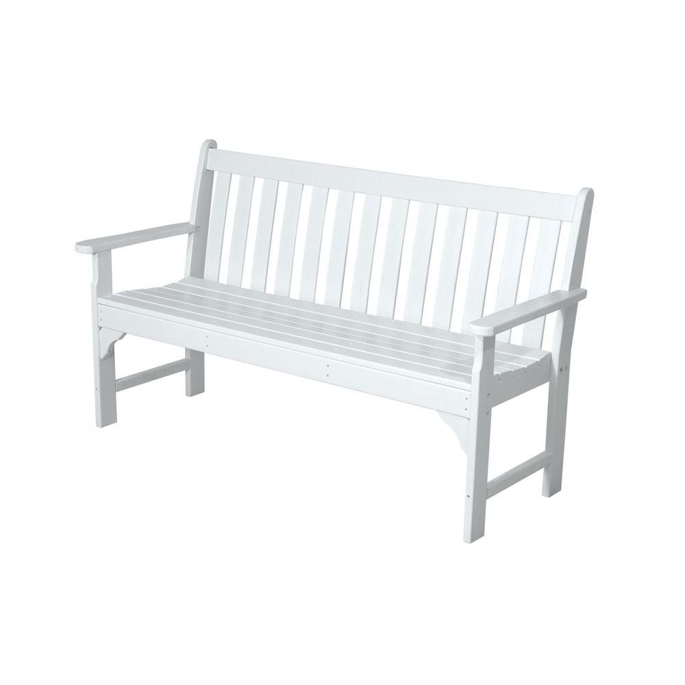 Photo 1 of POLYWOOD Vineyard Recycled Plastic Garden Bench, Size: 60 inch, White