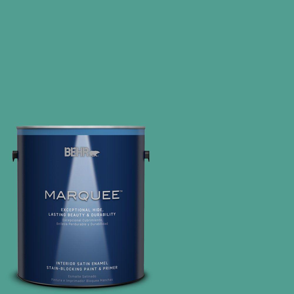 BEHR MARQUEE 1gal. HDCWR159 Aqua Revival Satin Enamel Interior Paint745401 The Home Depot