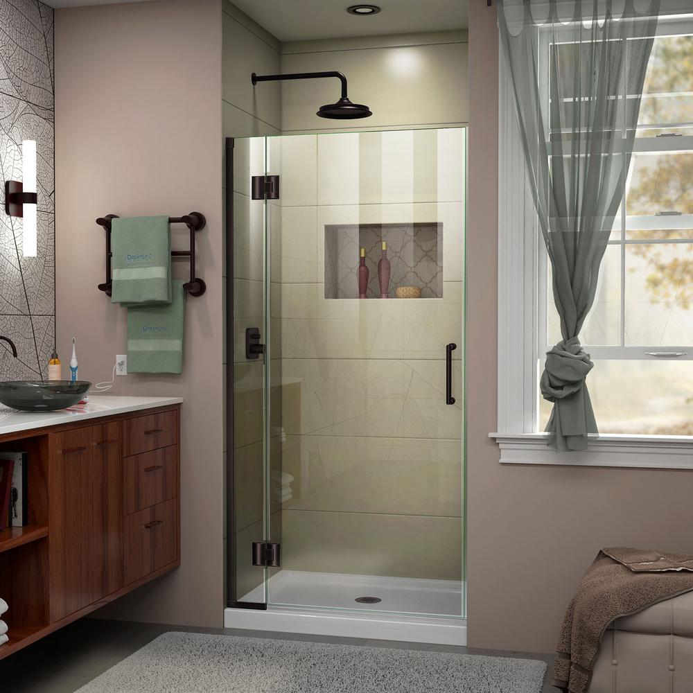 Dreamline Unidoor X 32 In X 72 In Frameless Hinged Shower Door In Oil Rubbed Bronze