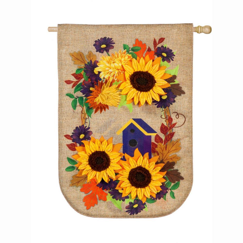 Evergreen 28 in. x 44 in. Oval Autumn Wreath Burlap House Flag