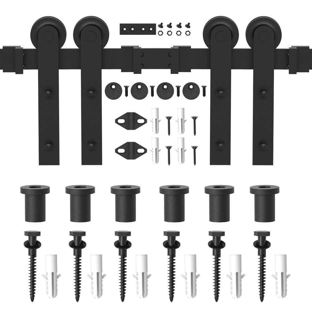 WINSOON 9 ft./108 in. Single Track Bypass Barn Door Hardware Double