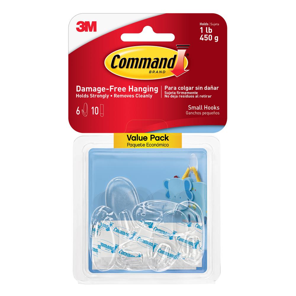 Command Small Clear Hook (6Hooks and 10Strips per Pack)17092CLRVP