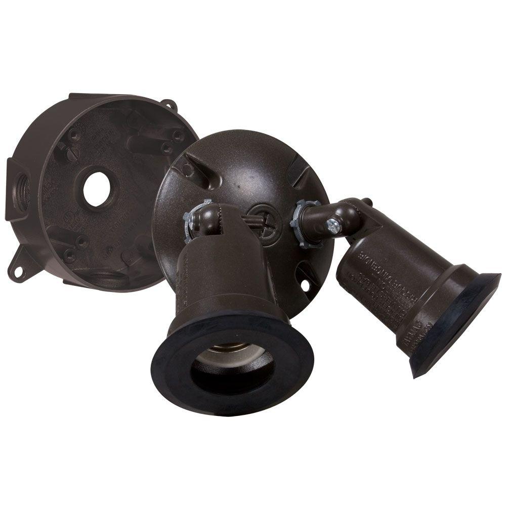 Commercial Electric Bronze Outdoor Flood Light Weatherproof Lampholder Kit