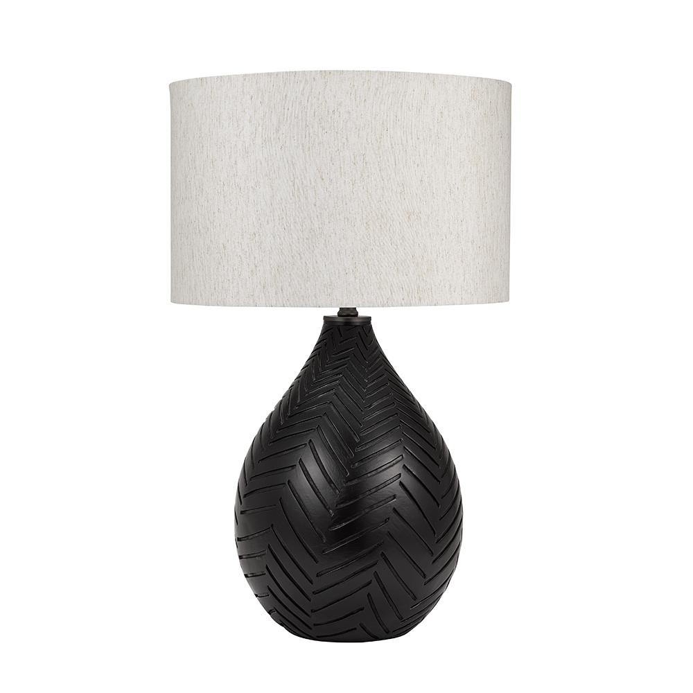 Cresswell 28 In Matte Black Chevron Carved Gourd Table Lamp