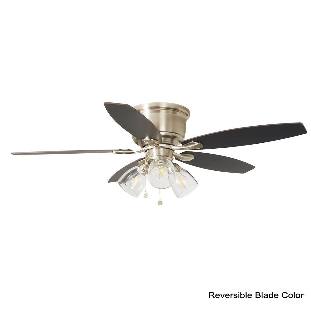 Hampton Bay Stoneridge 52 In Led Indoor Brushed Nickel Hugger Ceiling Fan With Light Kit