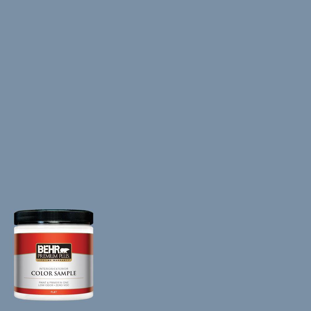 Behr Premium Plus 8 Oz S510 4 Jean Jacket Blue Flat Interior S510 4 Jean Jacket Blue Flat Interior Exterior Paint And Primer In One Sample Pp10416 The Home Depot