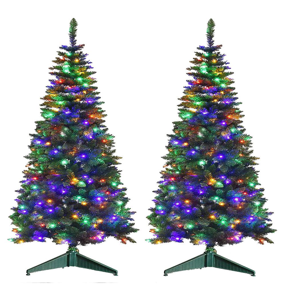 HoliScapes 3 ft. Tall Multi-Colored LED Lighted Pathway Christmas Trees ...