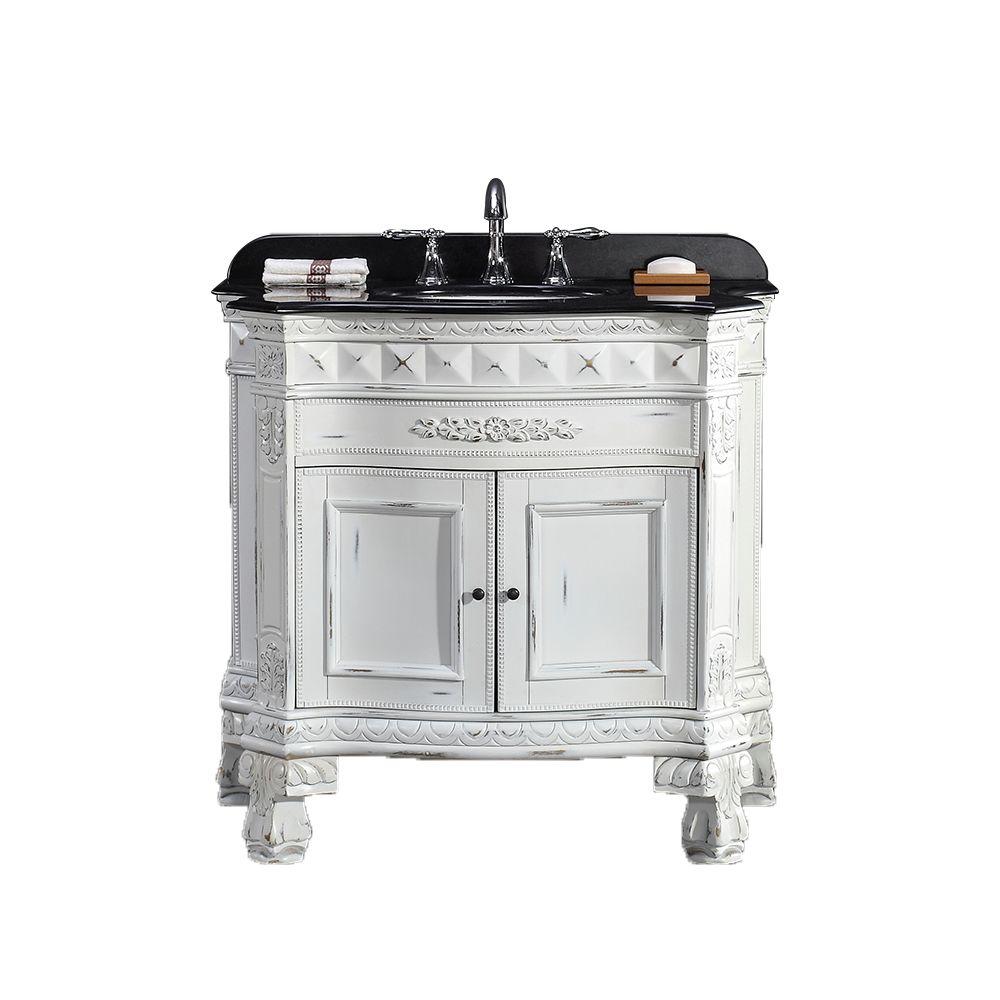 Ove Decors Vanities With Tops Bathroom The Home Depot D Vanity In Antique White With Granite