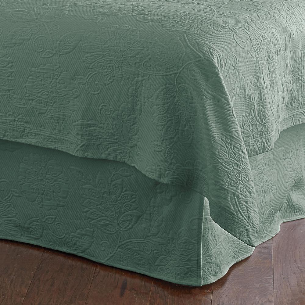 The Company Store Putnam Matelasse 14 In Thyme Cotton King Bed Skirt 50170g K Thyme The Home Depot