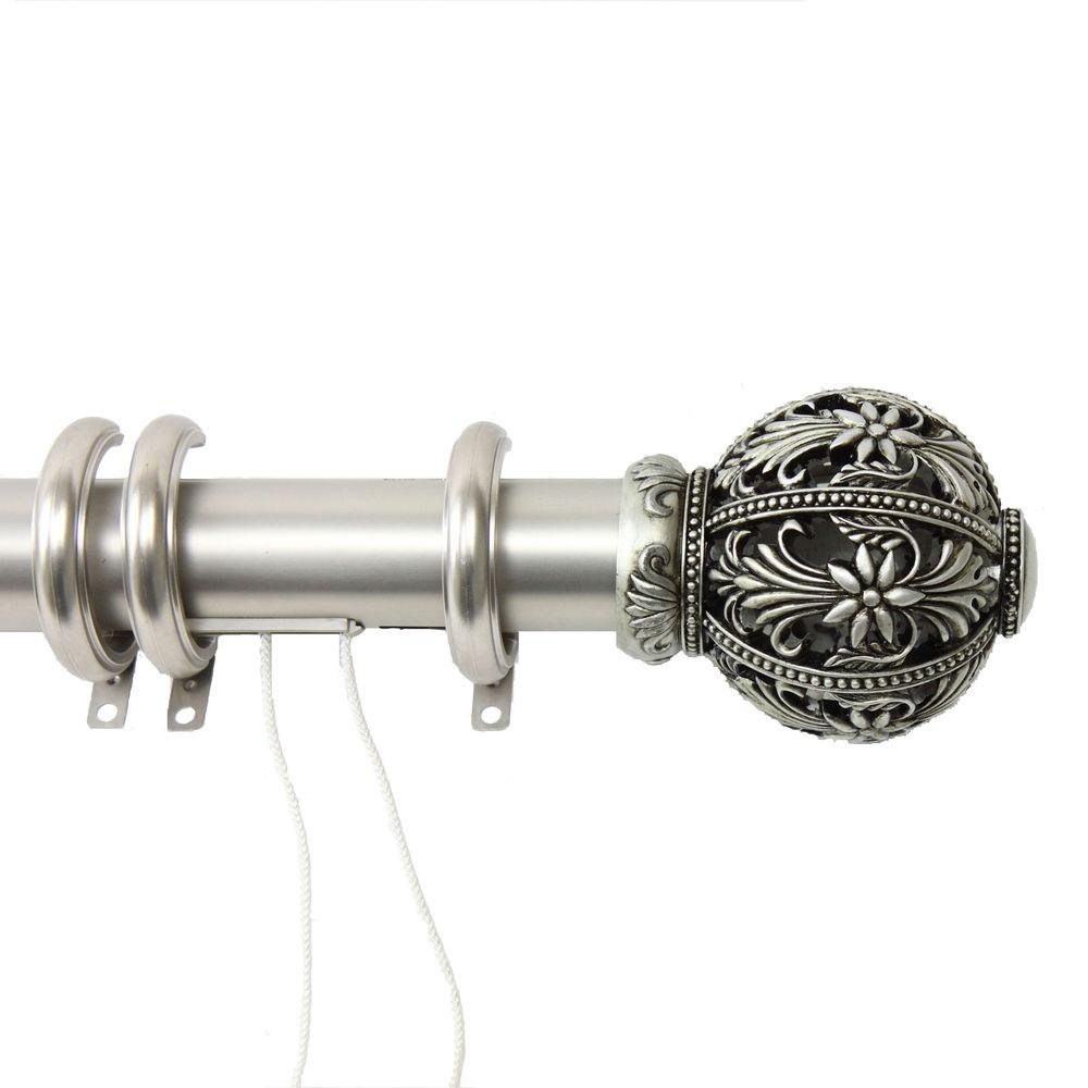 Rod Desyne Steel Curtain Rods Sets Hardware Lacey Decorative Traverse Rod In Satin