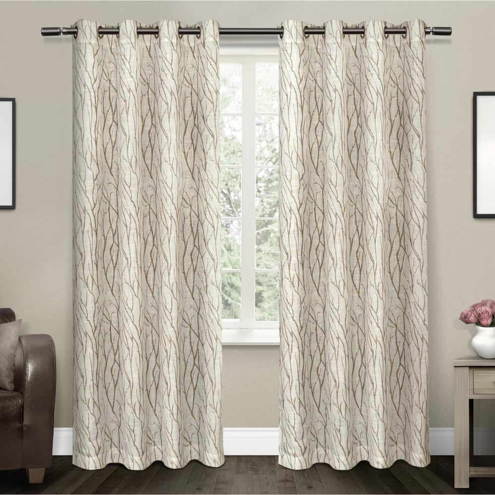 Oakdale 54 in. W x 84 in. L Sheer Grommet Top Curtain Panel in Taupe (2 ...