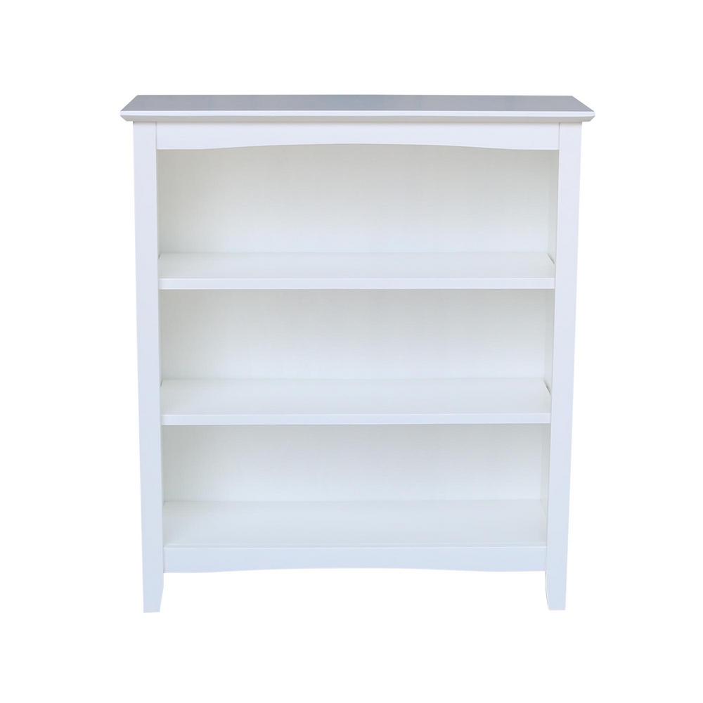 International Concepts 36 in. White Wood 3shelf Standard Bookcase with