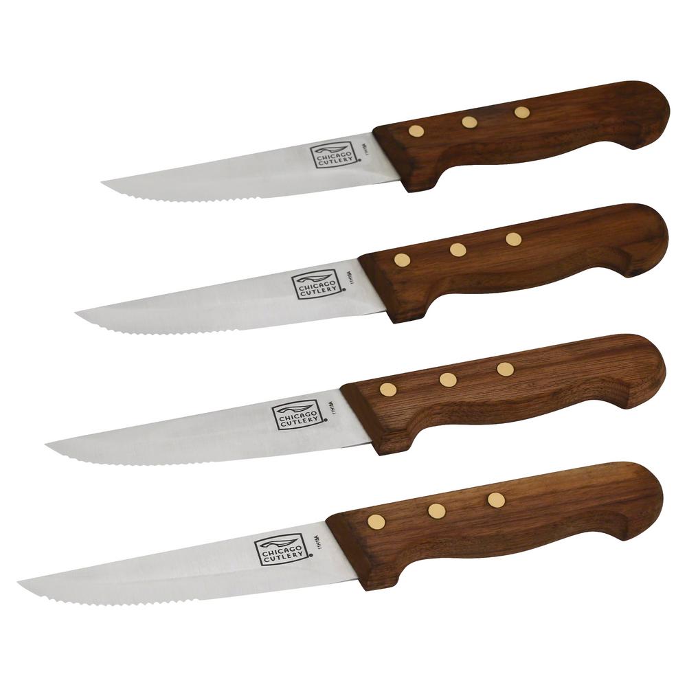 Chicago Cutlery Basics Steakhouse Knvies in Walnut 4-Piece Set-1043898 ...