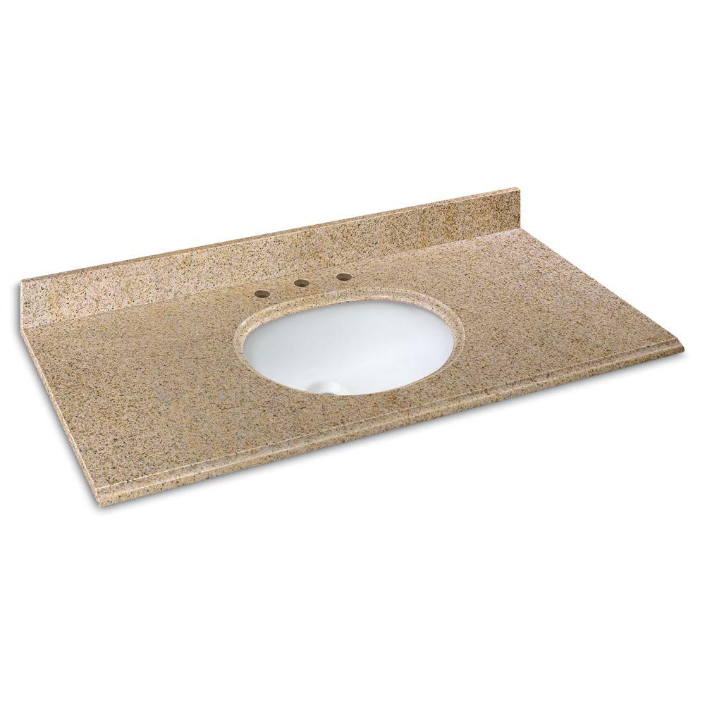 Reviews For Pegasus 49 In W Granite Vanity Top In Beige With White Basin 49682 The Home Depot