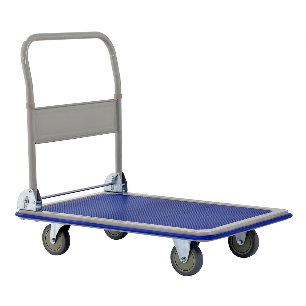 Hand Platform Truck Push Dolly Ideal for Heavy Grocery Loading Rolling Flatbed Cart 330 LBS, Blue Goplus Folding Platform Cart