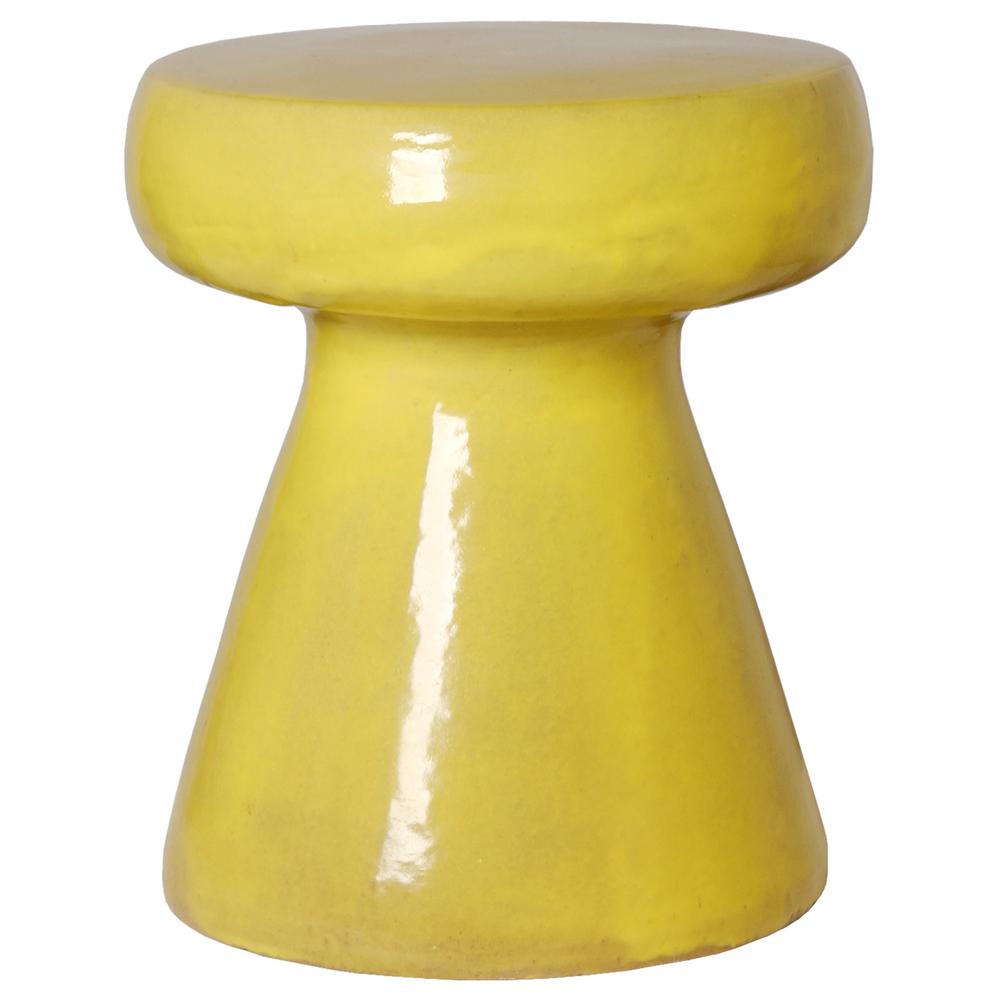 Emissary Mushroom Mustard Yellow Ceramic Garden Stool12150MY The