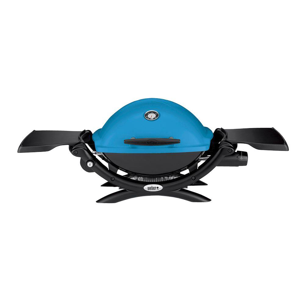 er Q 1200 1Burner Portable Tabletop Propane Gas Grill in Blue with
