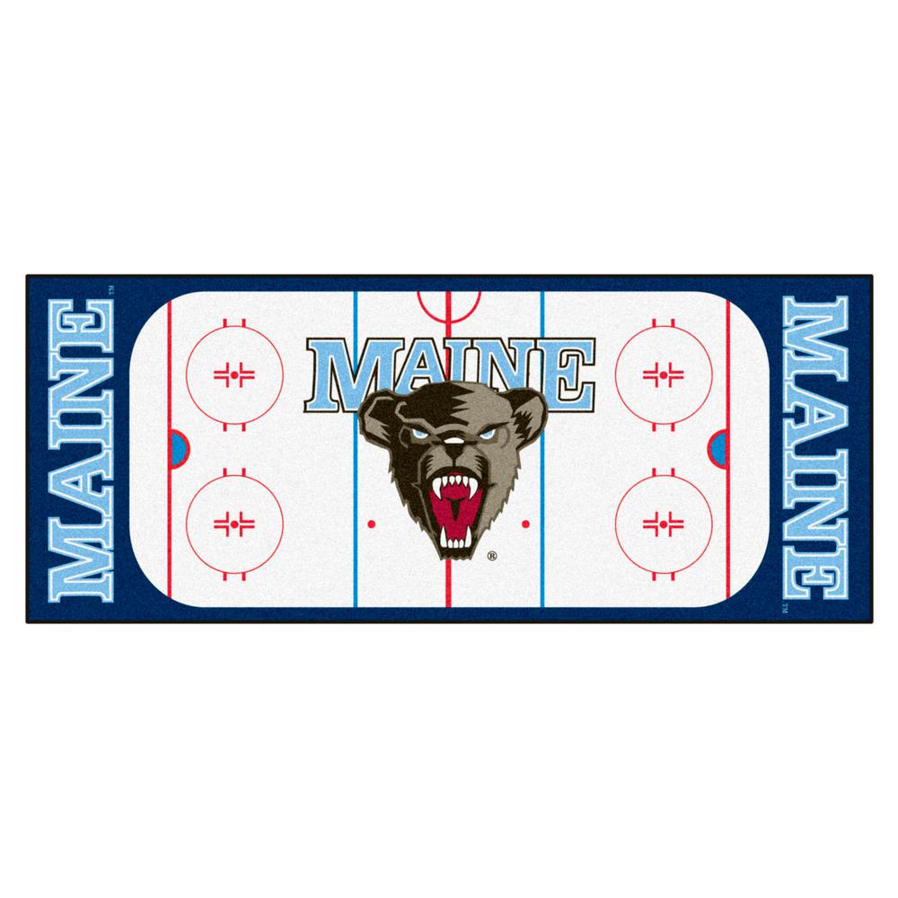 Fanmats Ncaa University Of Maine White 3 Ft X 6 Indoor Hockey Rink Runner Rug