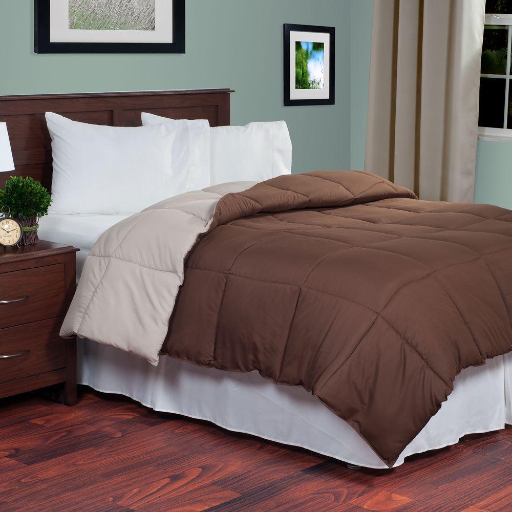 Lavish Home Reversible Chocolate/Taupe Down Alternative Twin Comforter