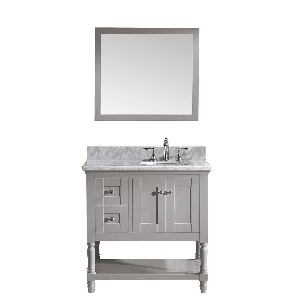 Virtu USA Julianna 36 in. W Bath Vanity in Gray with Marble Vanity Top