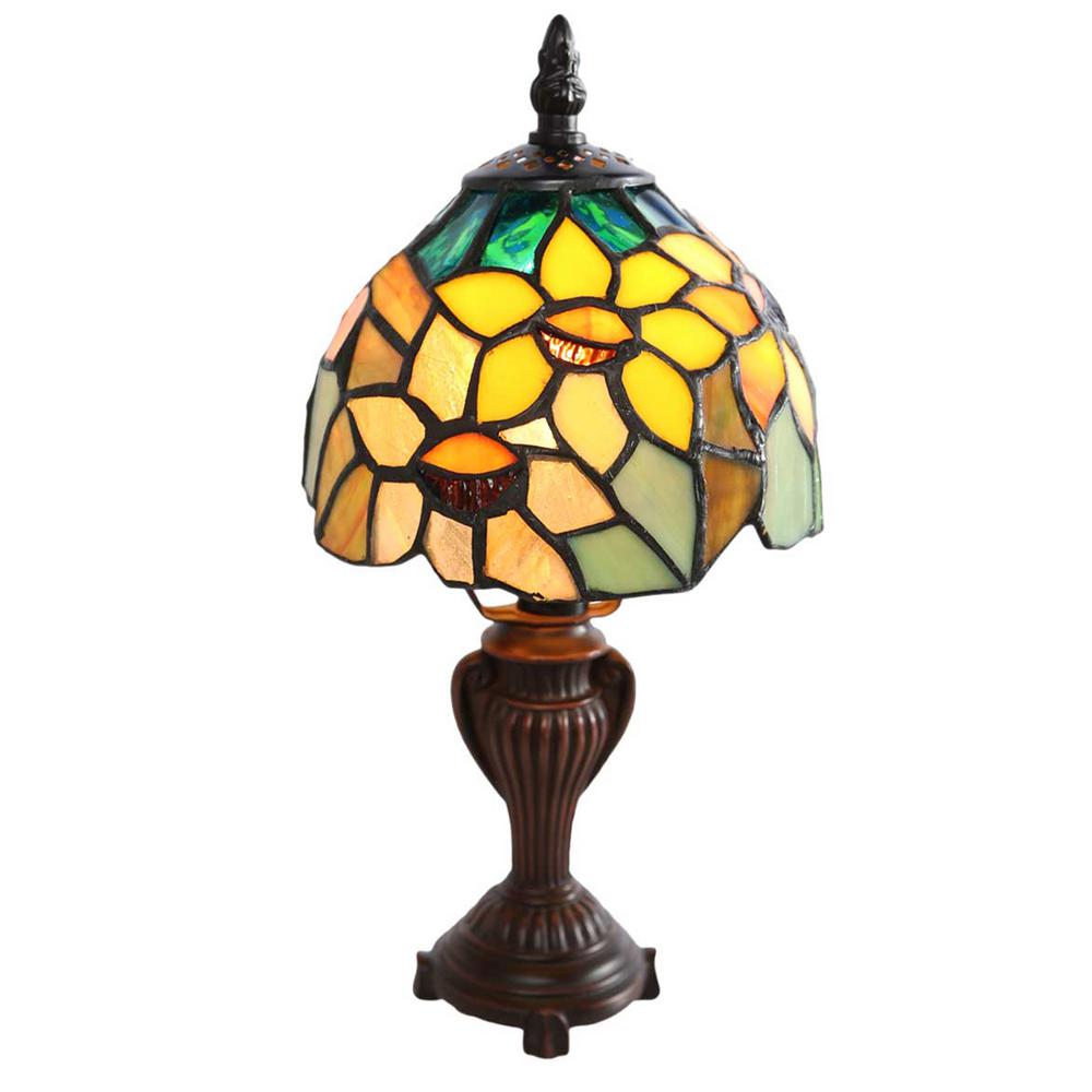 Multicolored Table Lamps The Home Depot 11 5 In H Multi Colored Stained Glass Table Lamp With Sunflower Blossoms Shade