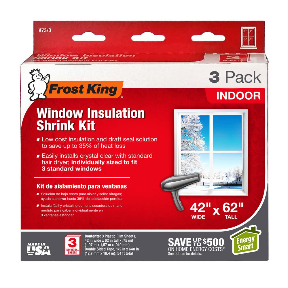 New Frost King Indoor Window Insulation Kit 3 per Pack 42" x 62" w/tape Plastic