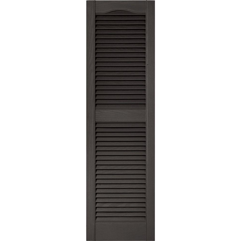 Builders Edge 15 in. x 52 in. Louvered Vinyl Exterior Shutters Pair in