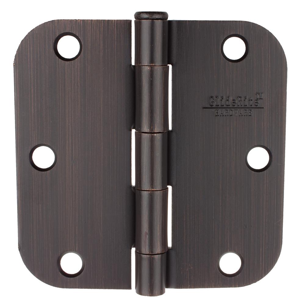 GlideRite 3-1/2 inch Oil Rubbed Bronze Steel Door Hinge 5/8 inch Corner Radius... by GlideRite