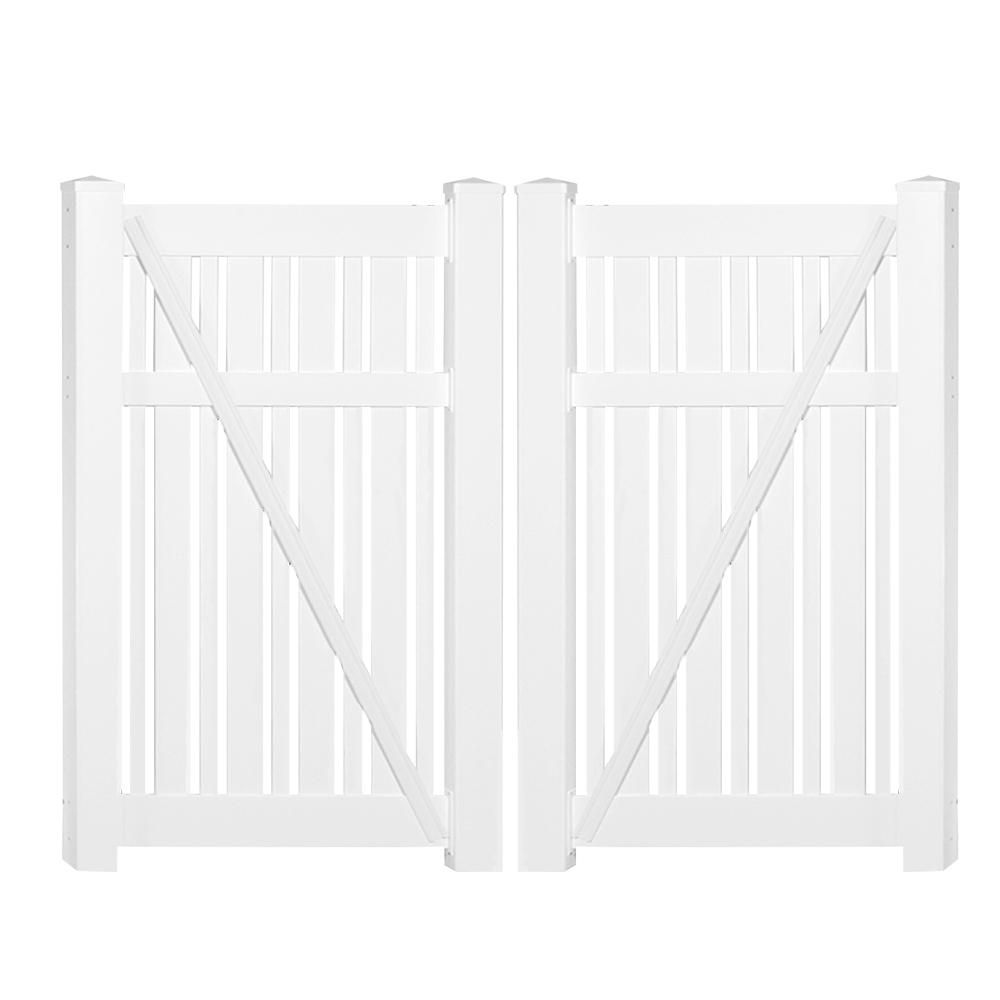 Weatherables Davenport 7.8 ft. x 5 ft. White Vinyl SemiPrivacy Fence GateDWSPALT5X47 The