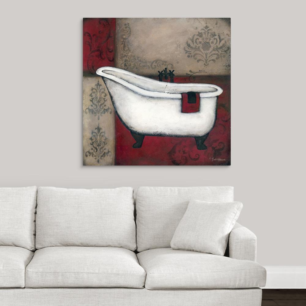 Greatbigcanvas Red Bath I By Brittney Hallowell Canvas Wall Art 2349874 24 36x36 The Home Depot