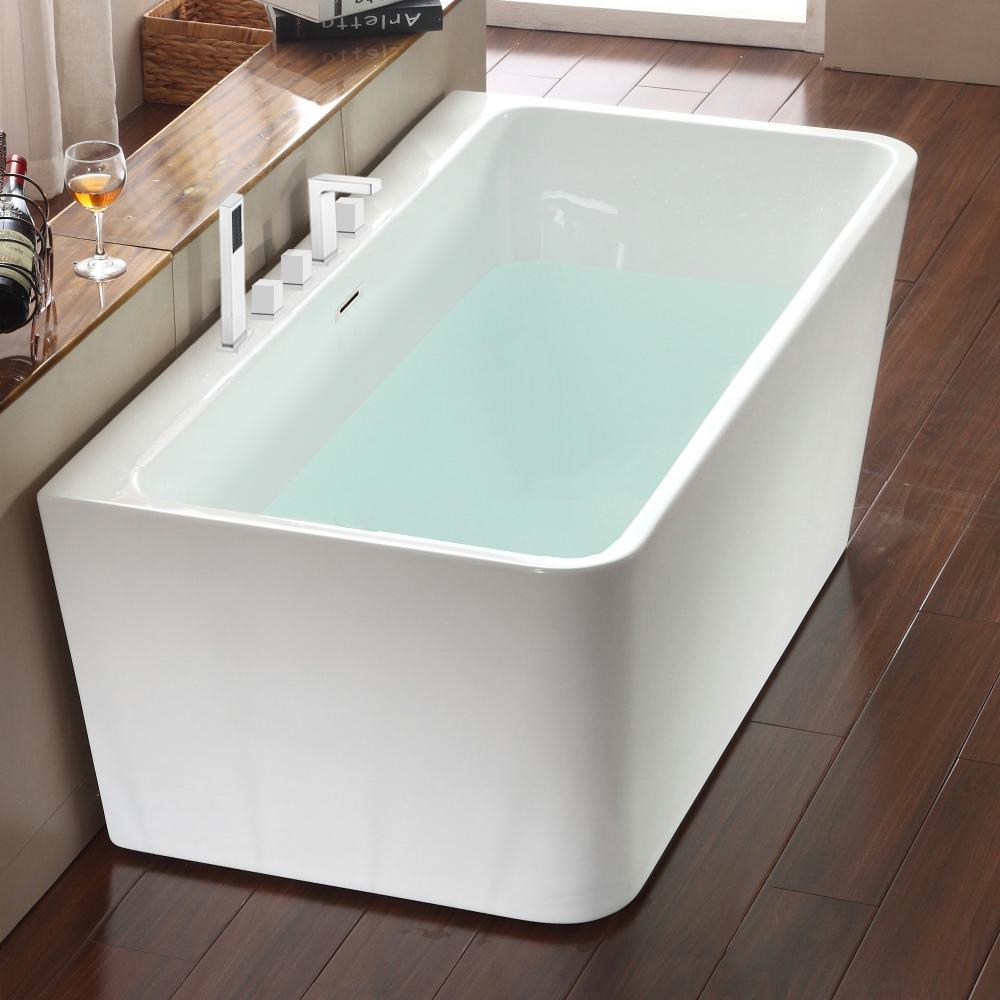 Jade Bath Vermont 67 In Seamless One Piece White Freestanding Tub With Square Deck Mounted Faucet 1901 67 70 Kit The Home Depot