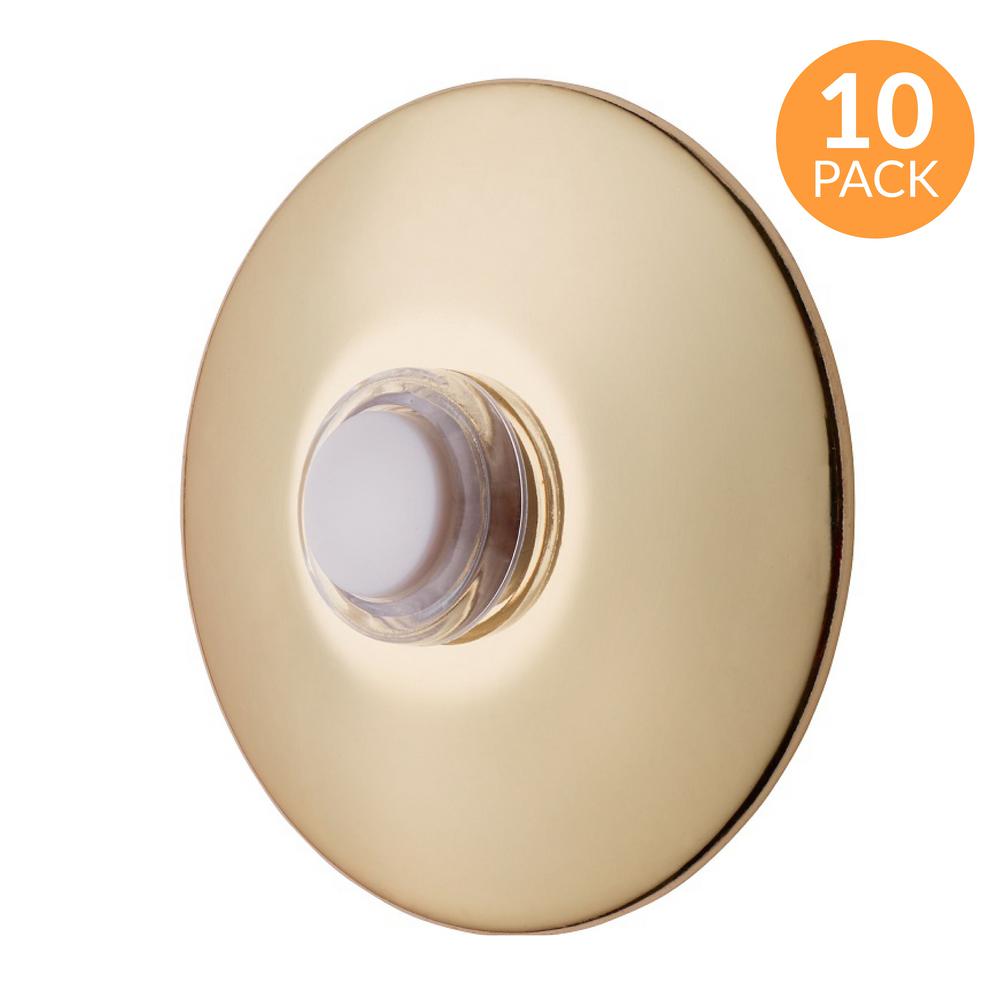 Newhouse Hardware 21/2 in. Round Wired Lighted Door Bell Push Button, Polished Brass (10Pack