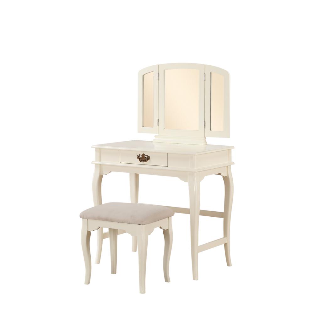 Linon Home Decor Blake 2 Piece Off White Vanity Set Thd01838 The Linon Home Decor Blake 2 Piece Off White Vanity Set