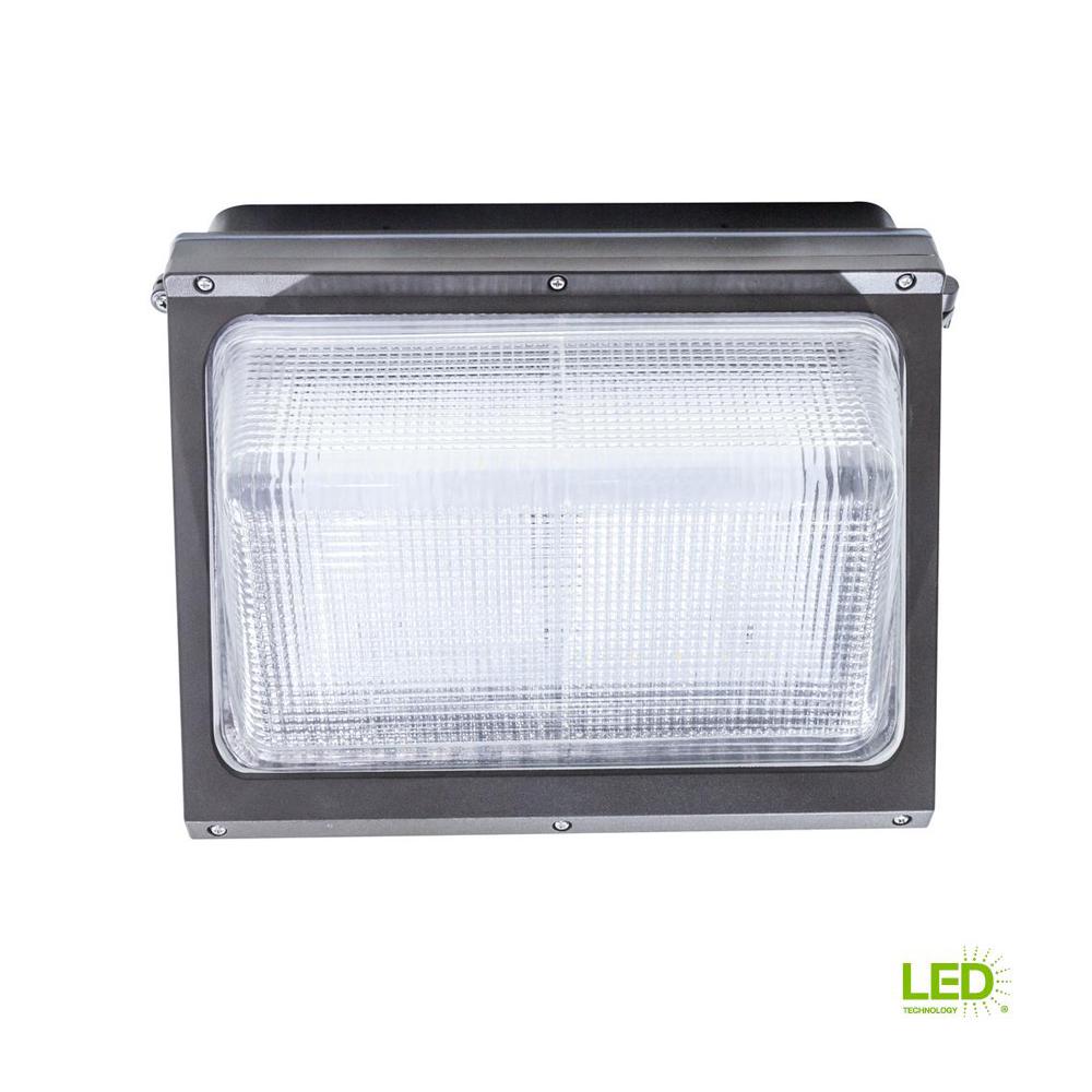 Wall Packs Commercial Lighting The Home Depot 80 Watt Bronze Outdoor Integrated Led Wall Pack Light With 8800 Lumens