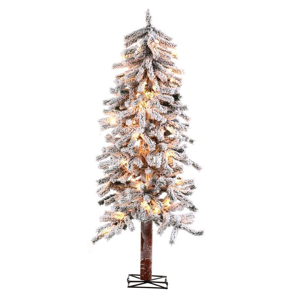 pre lit flocked alpine artificial christmas tree with clear lights - Small Decorations For Christmas pre lit flocked alpine artificial christmas tree with clear lights - Small Decorations For Christmas