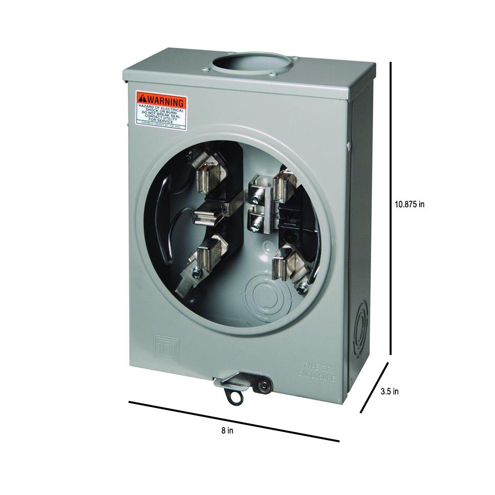 Square D by Schneider Electric UHTRS101B 125A Ringless Overhead//Underground Meter Socket With Horn Bypass