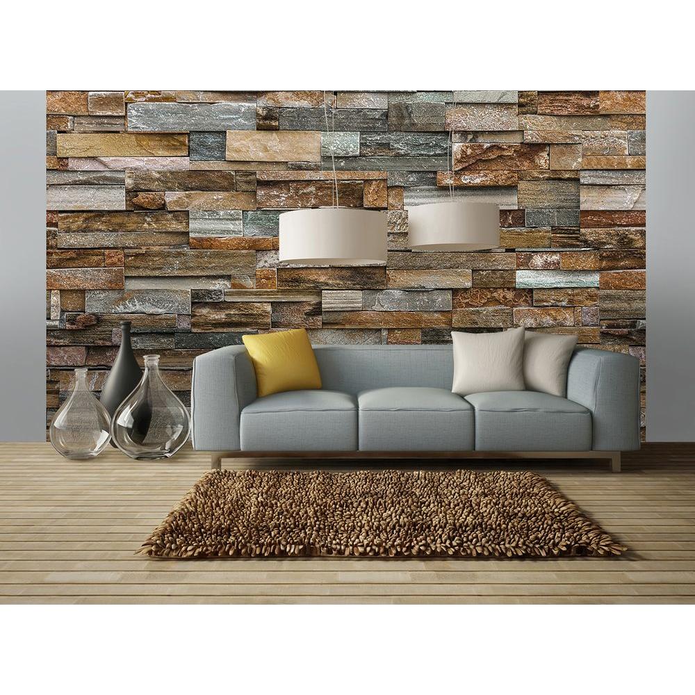 Ideal Decor 144 in. W x 100 in. H Colorful Stone Wall MuralDM159 The
