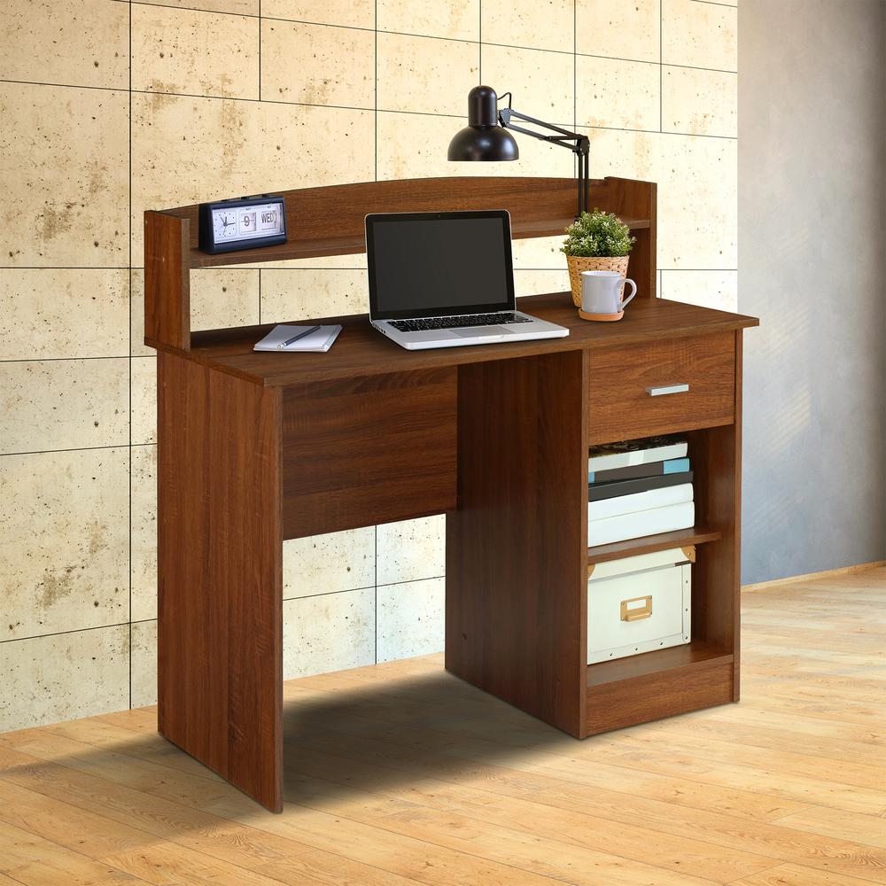 Techni Mobili Modern Oak Office Desk With Hutch Rta 8409 Oak The