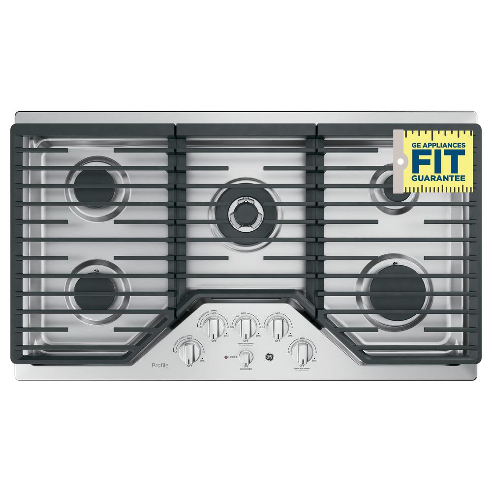 Ge Profile 36 In Gas Cooktop In Stainless Steel With 5 Burners