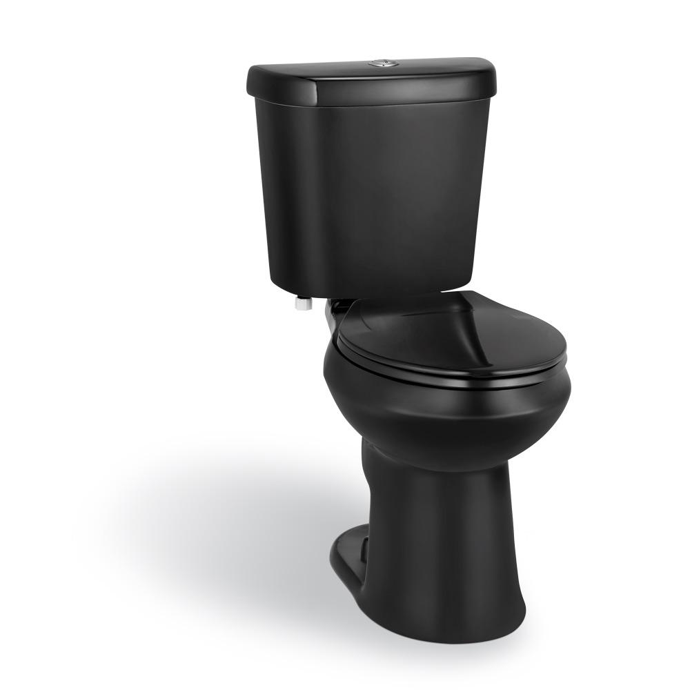 2-piece 1.1 GPF/1.6 GPF High Efficiency Dual Flush Elongated Toilet in Black