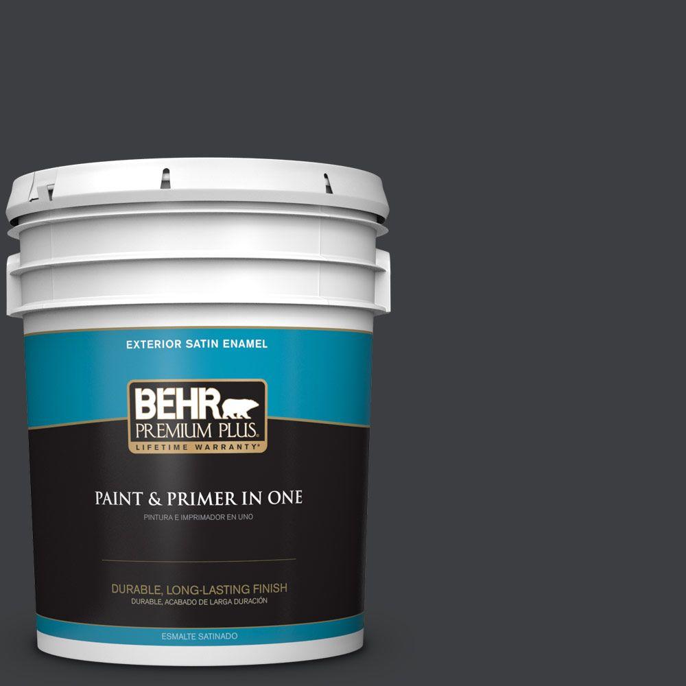 BEHR Premium Plus 5gal. N5207 Carbon Satin Enamel Exterior Paint