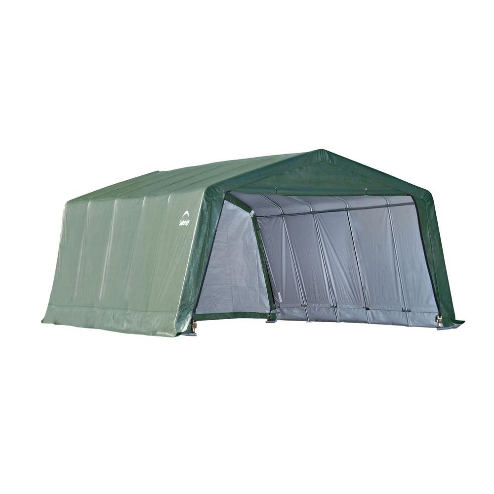 ShelterLogic 12 ft. W x 20 ft. D x 8 ft. H Green Cover Peak Style Hay